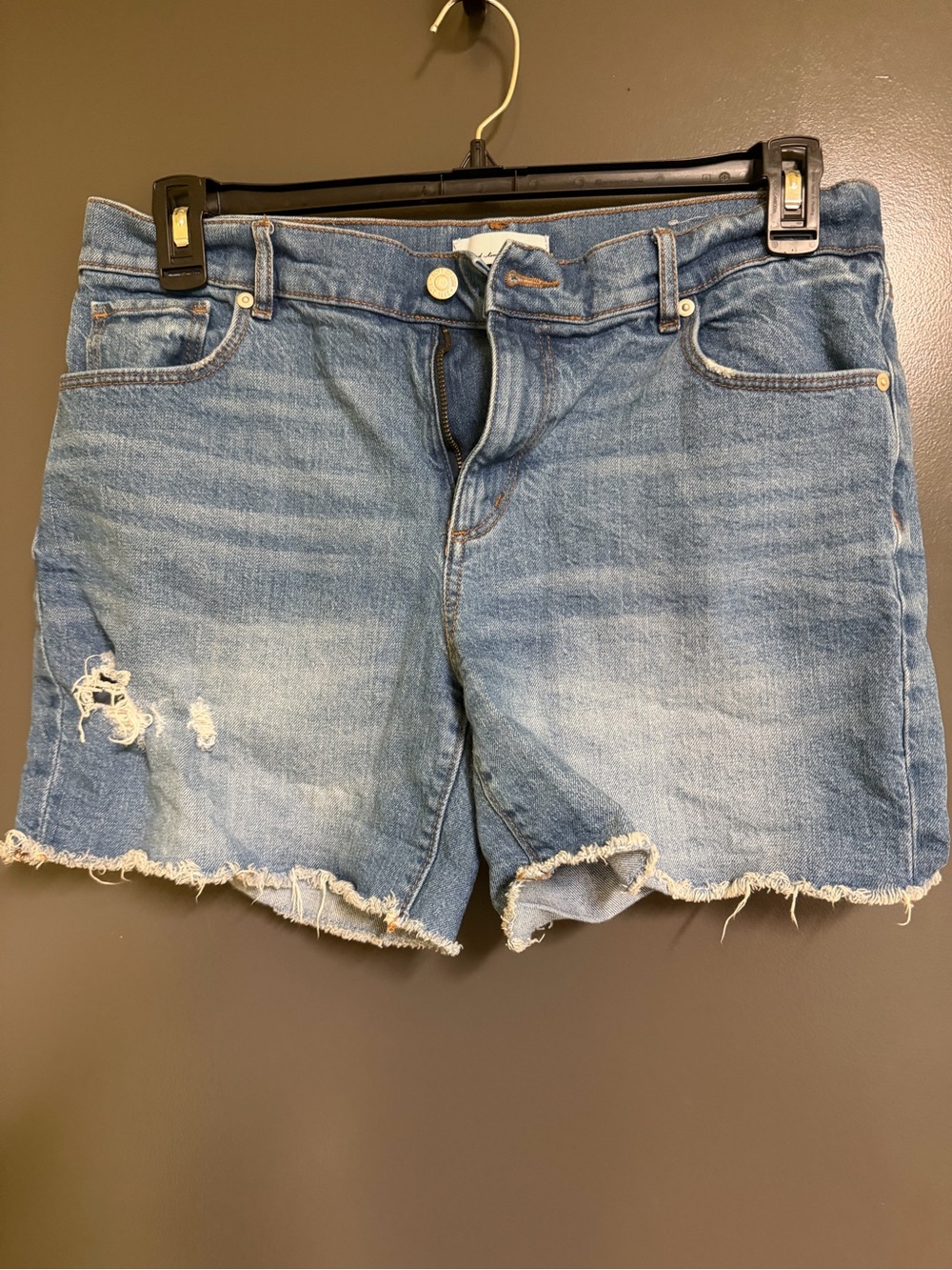LOFT Light Blue Distressed Denim Cutoff Shorts